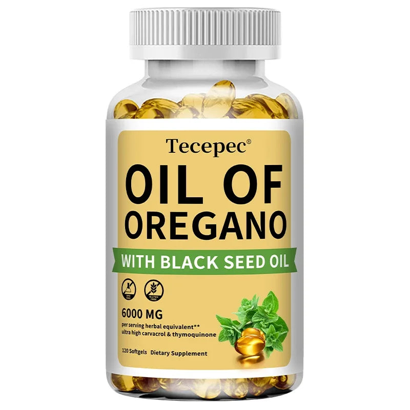 Oregano Oil Capsule With Black Seed Oil 20:1 Extract For Antioxidant Immune Health Support — Amber | KIMLUD