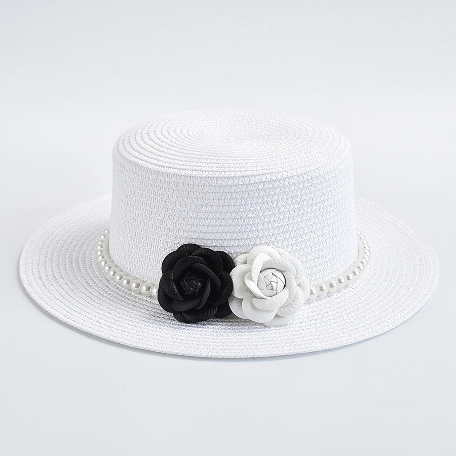 Straw French Style Classic Boater Hat — Beige | KIMLUD