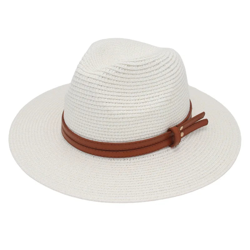 Straw Panama Sun Hat Grass-Knitted Breathable — Natural | KIMLUD