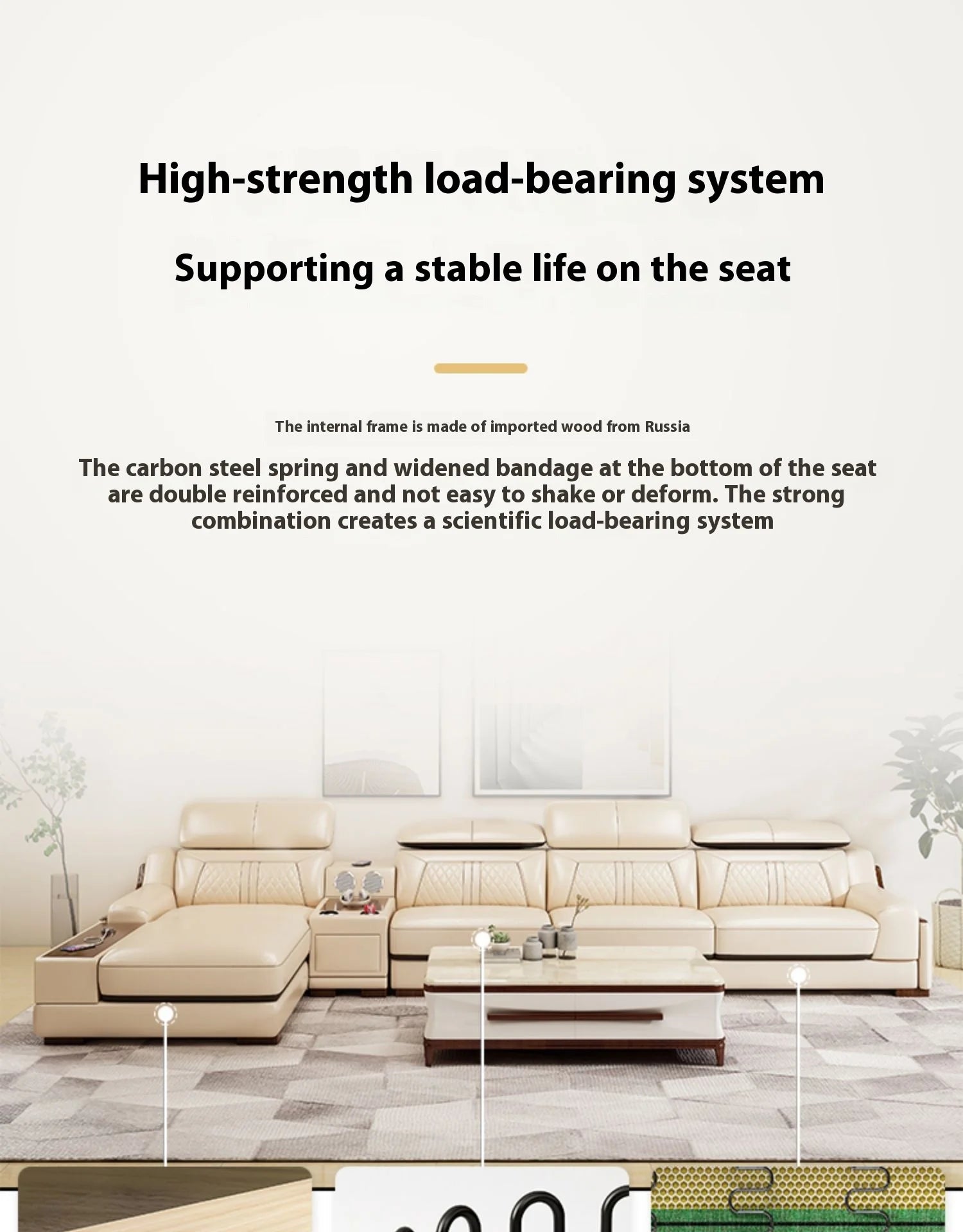 Genuine Italian Leather Sofa L-Shaped With Cup Holders USB Bluetooth — Light Gray | KIMLUD