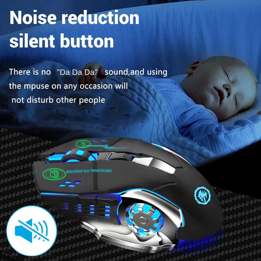 KIMLUD, 2.4G USB Wireless Bluetooth Mouse Ergonomic Silent Office Mice Rechargeable E-Sports Backlight Mouse For Computer Laptop Macbook, KIMLUD Womens Clothes