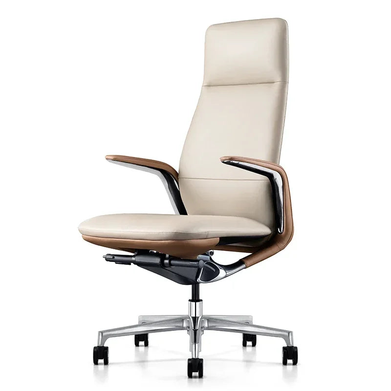 Genuine Leather Ergonomic Executive Office Chair — Black | KIMLUD