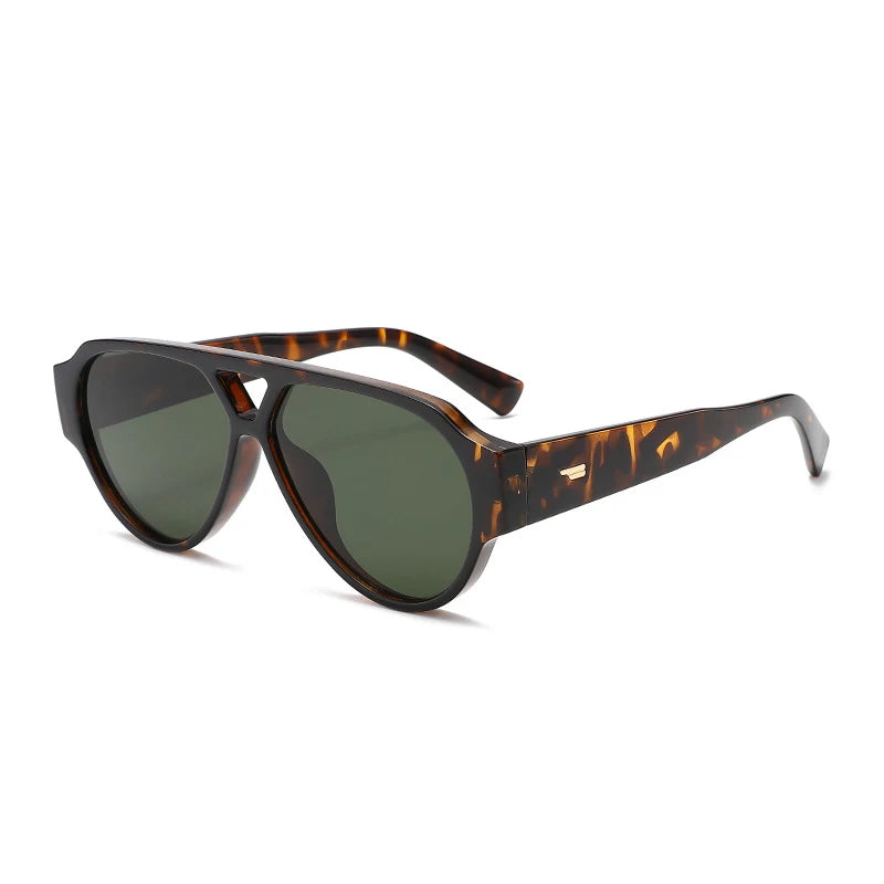 Oversized Pilot Sunglasses Double Bridges — Red And Green | KIMLUD