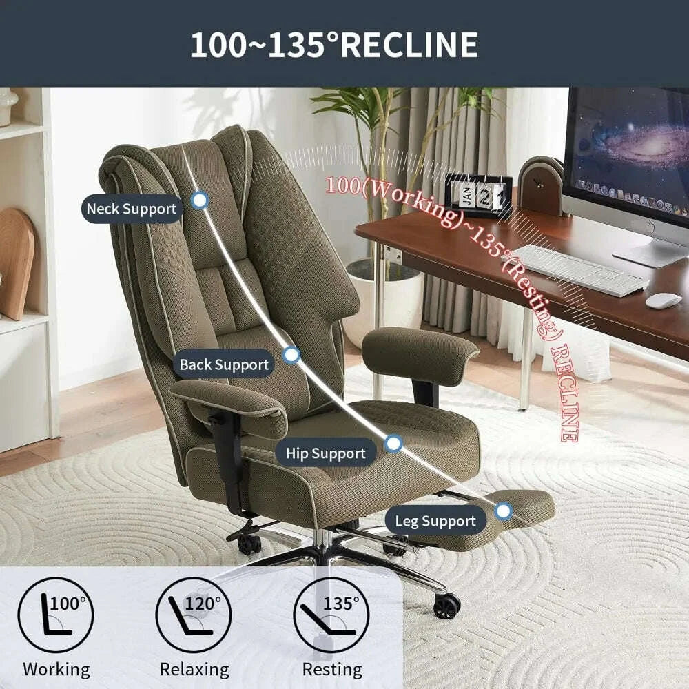 KIMLUD, big and tall office chair 400lbs wide seat, leather high back executive office chair with foot rest, ergonomic chairs lumbar sup, KIMLUD Womens Clothes