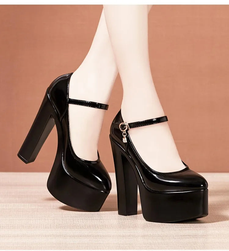 Pumps – Extreme Block Heel Platform – PU | KIMLUD
