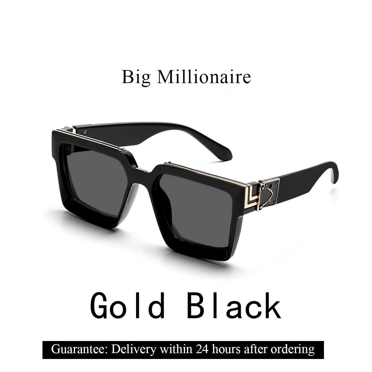 Retro Square Sunglasses Millionaire Shades — Black | KIMLUD