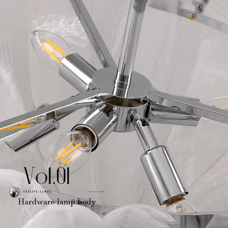 LED Flower Bud Home Living Room White Cloud Glass Pendant Light LED Lamp Ceiling Chandelier Italy Design Lighting Fixture Lustre