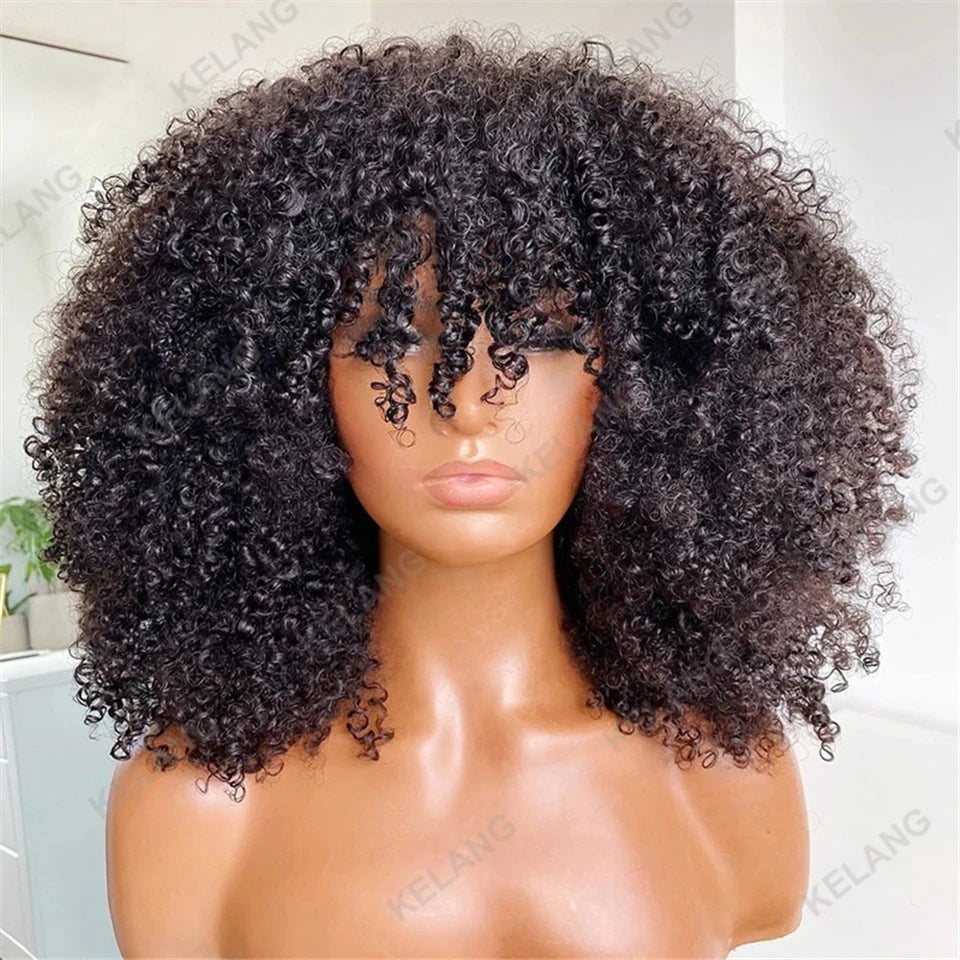 Wig – Afro Kinky Curly – Human Hair – Ombré Brown to Honey Blonde | KIMLUD
