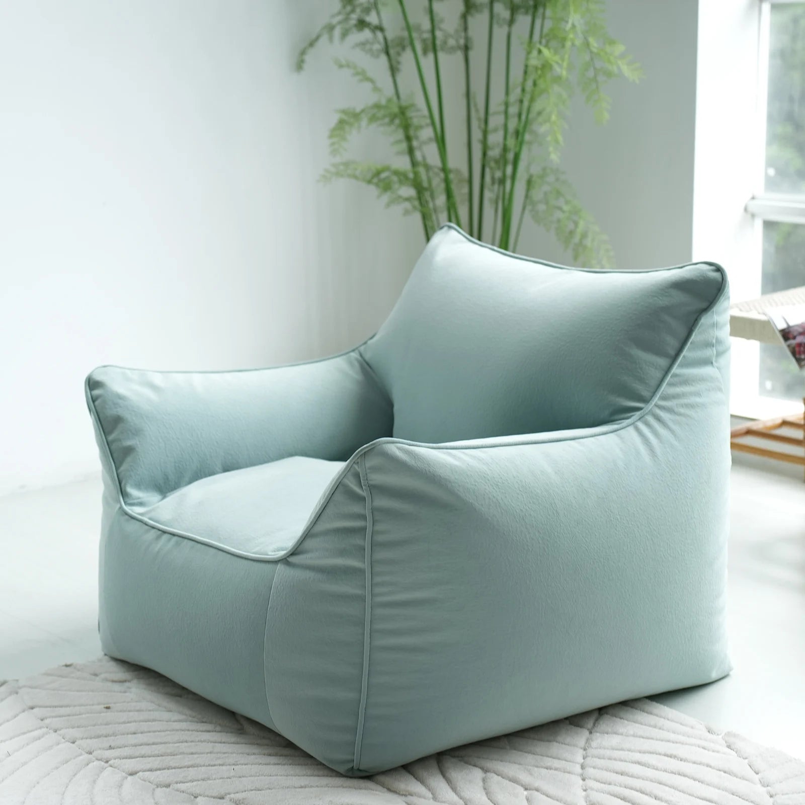 Minimalist Bean Bag Sofa Designer Soft Modern Lounge Seating For Cozy Living Rooms — Brown | KIMLUD