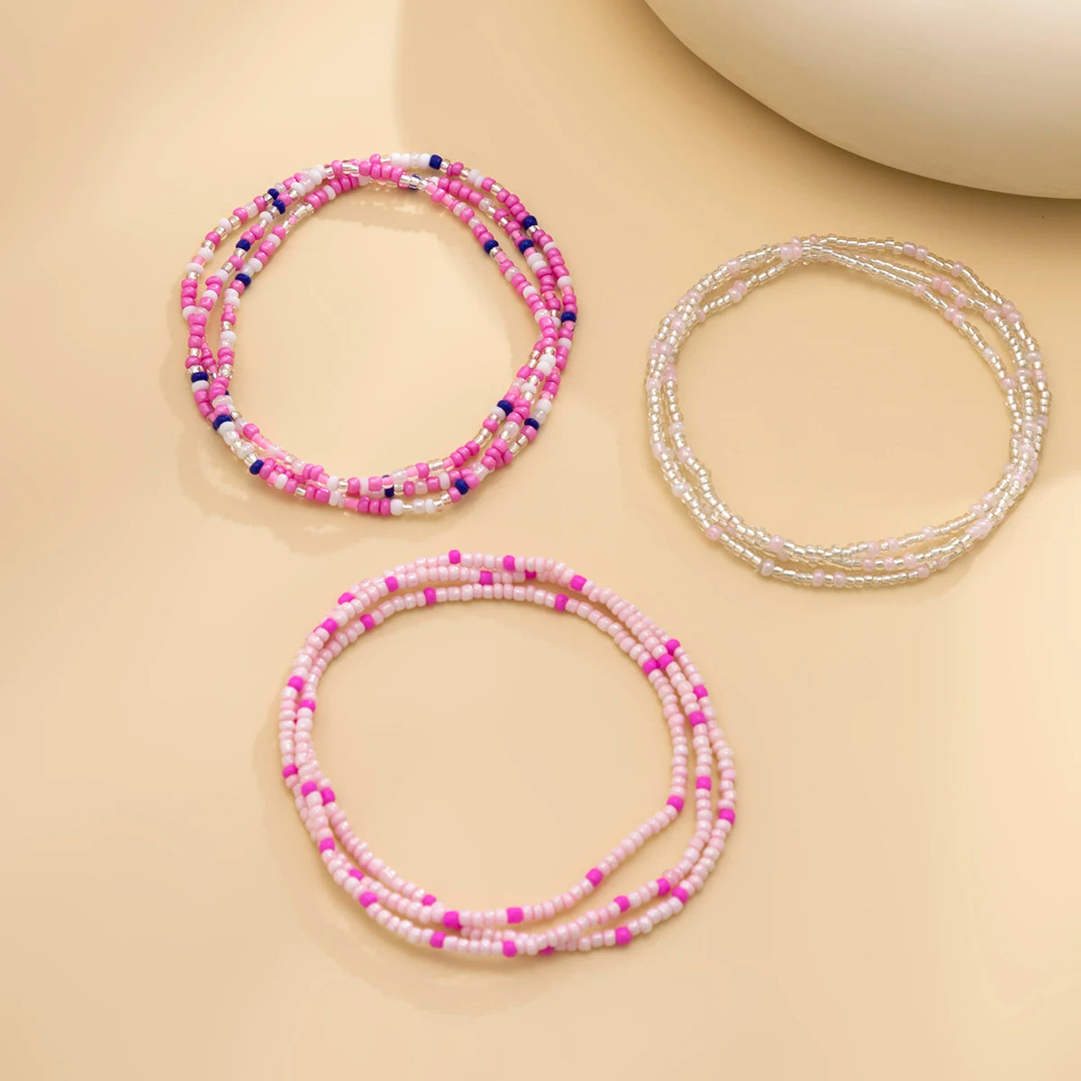 Bohemian Seed Bead Waist Chain With Colorful Small Beads — Pink | KIMLUD