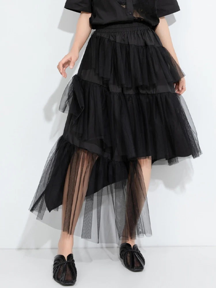 A-Line Skirt – High Elastic Waist – Jersey – Black | KIMLUD