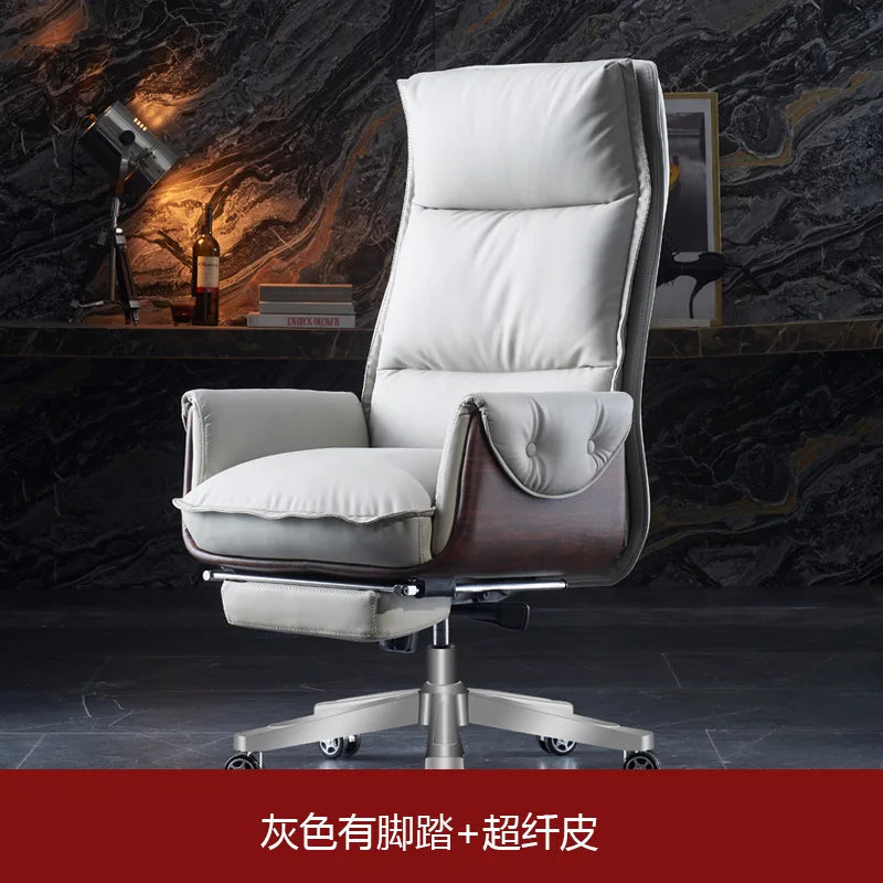 Leather-Textured Chair Home Boss — Warm Taupe | KIMLUD