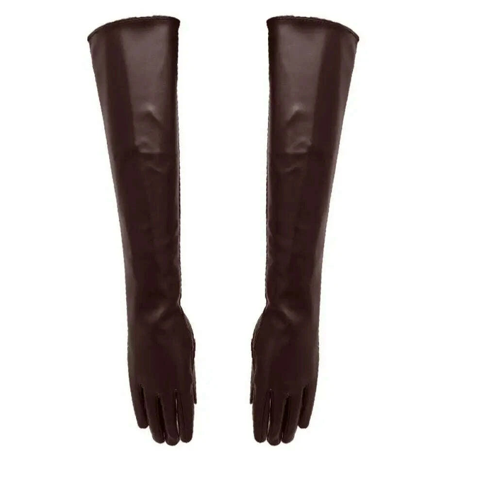 KIMLUD, Full Finger Gloves Windproof Dress Gloves Faux Leather Long Arm Gloves Costume Gloves For Dating Gifts, KIMLUD Womens Clothes