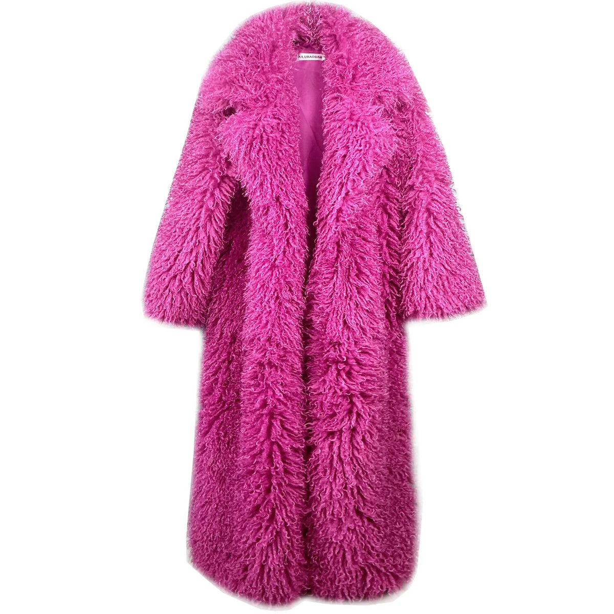 Faux Fur Coat – Long Overcoat – Artificial Fur – Rose Pink | KIMLUD