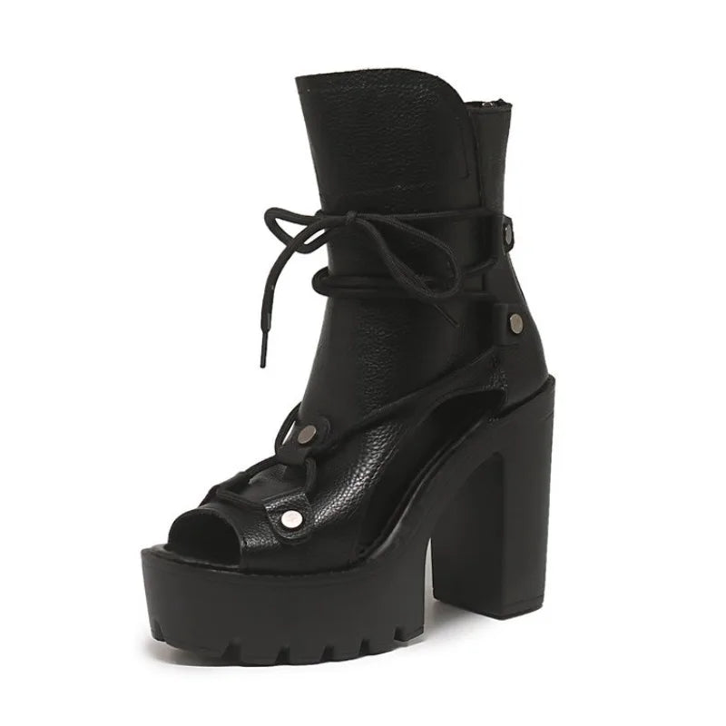 Platform Ankle Boots – Open Toe – Platform Silhouette | KIMLUD