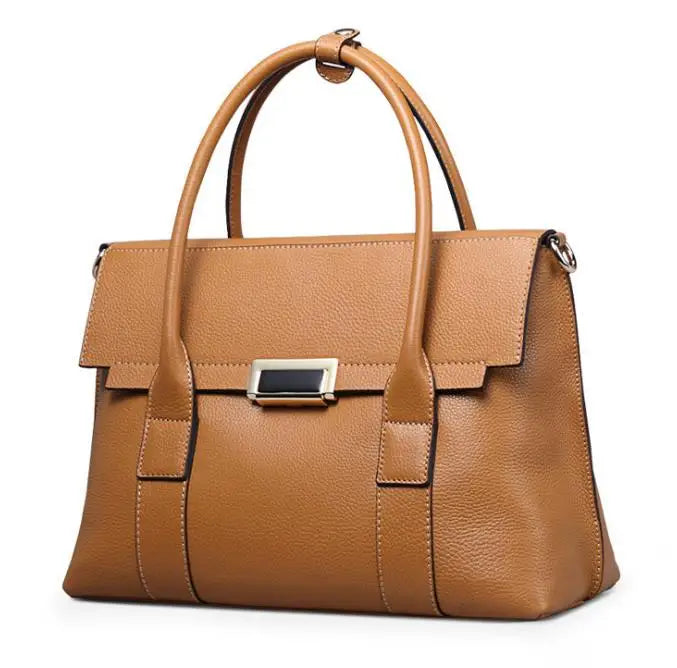 Genuine Leather Briefcase Large-Capacity — Black | KIMLUD