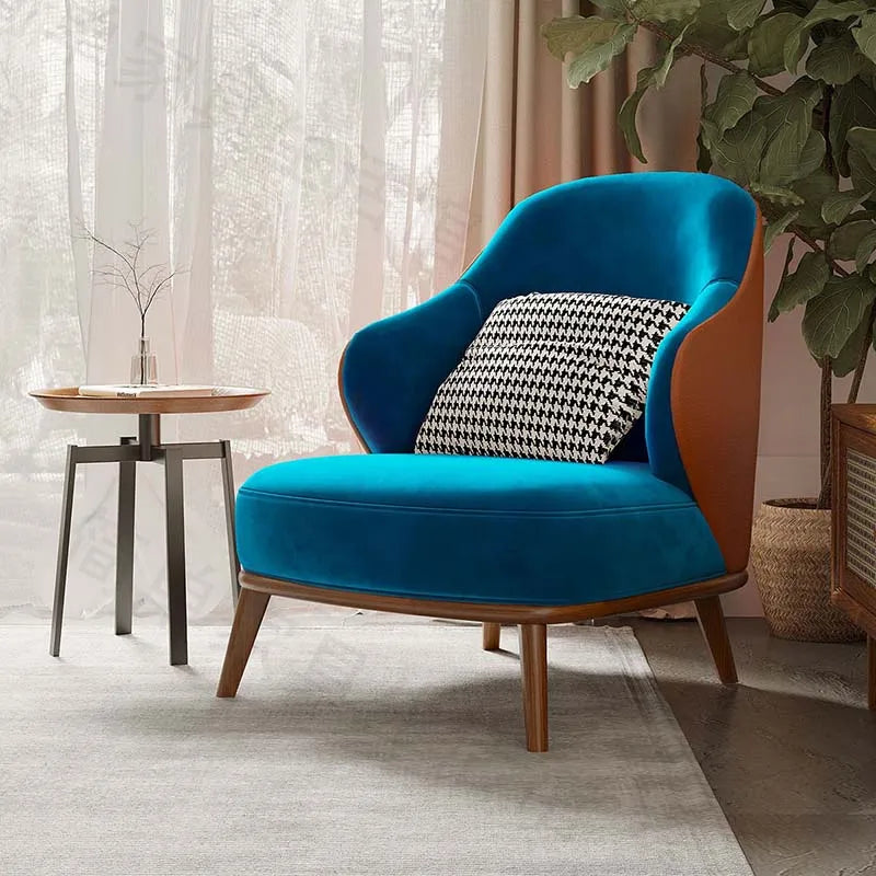 Velvet Nordic Lounge Chair With Cloud Cushion — Ivory | KIMLUD