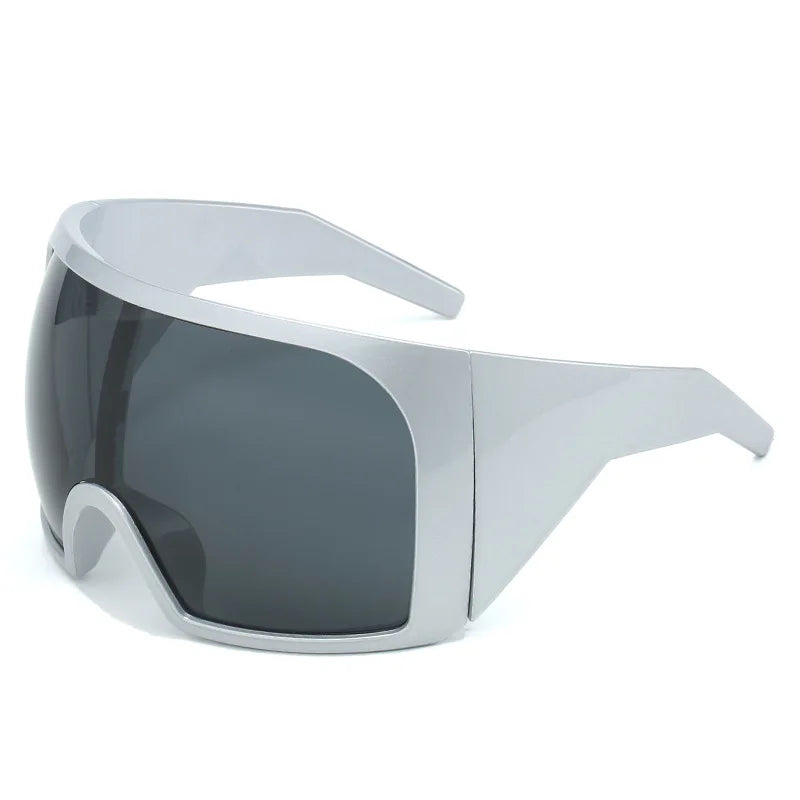 Oversized Shield Sunglasses Wrap Anti Wind UV400 — Black | KIMLUD