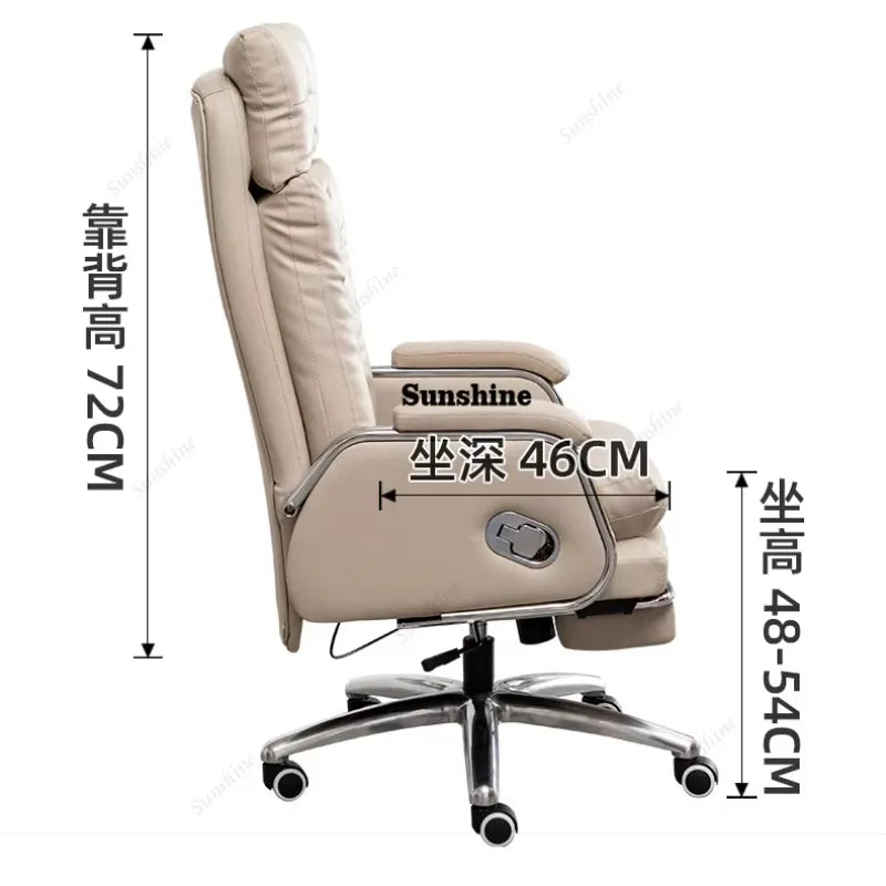 Leather Wheel Office Chair Adjustable Comfortable Modern Ergonomic Chair Mobile Computer Designer Silla Oficina Salon FurnitureY