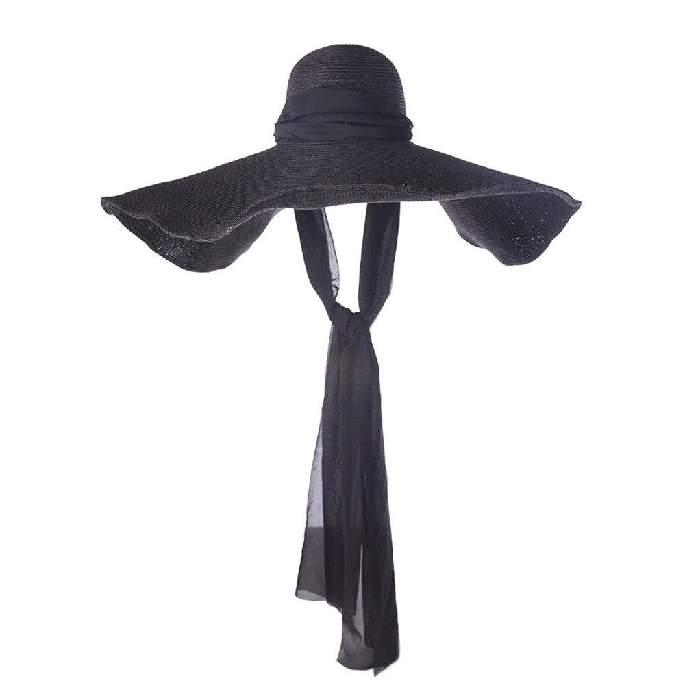 Hat Oversized Wide Brim Raffia Natural Beach Vacation Style | KIMLUD