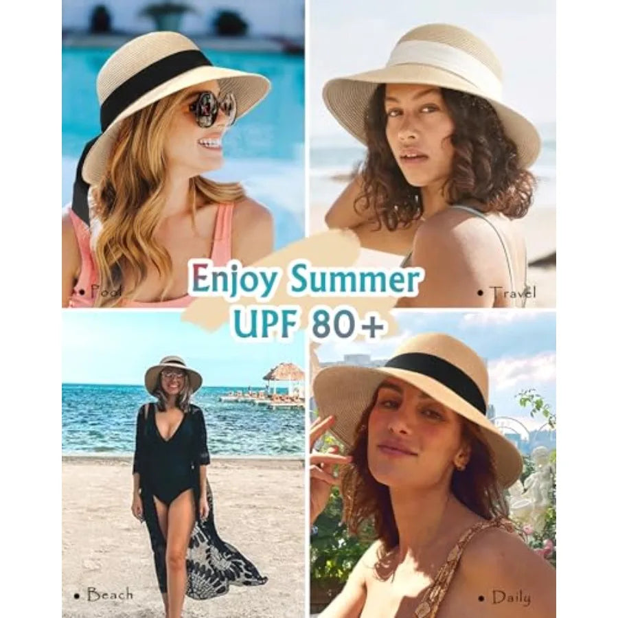 Linen Packable Sun Hat — Natural Beach Style Travel | KIMLUD