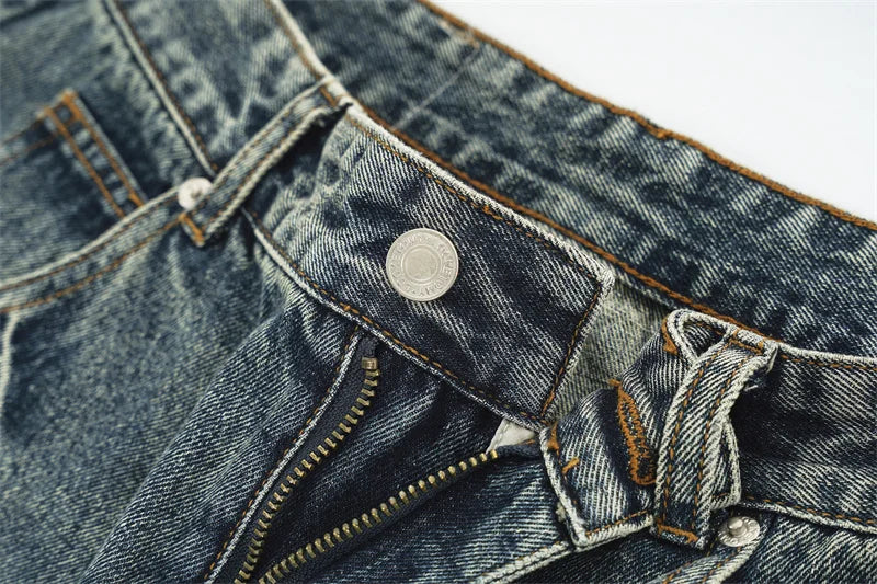 Baggy Wide-leg Jeans Men's Oversized Streetwear Vintage Washing Y2K Denim Pants Spliced Autumn Fashion Loose Man Trousers