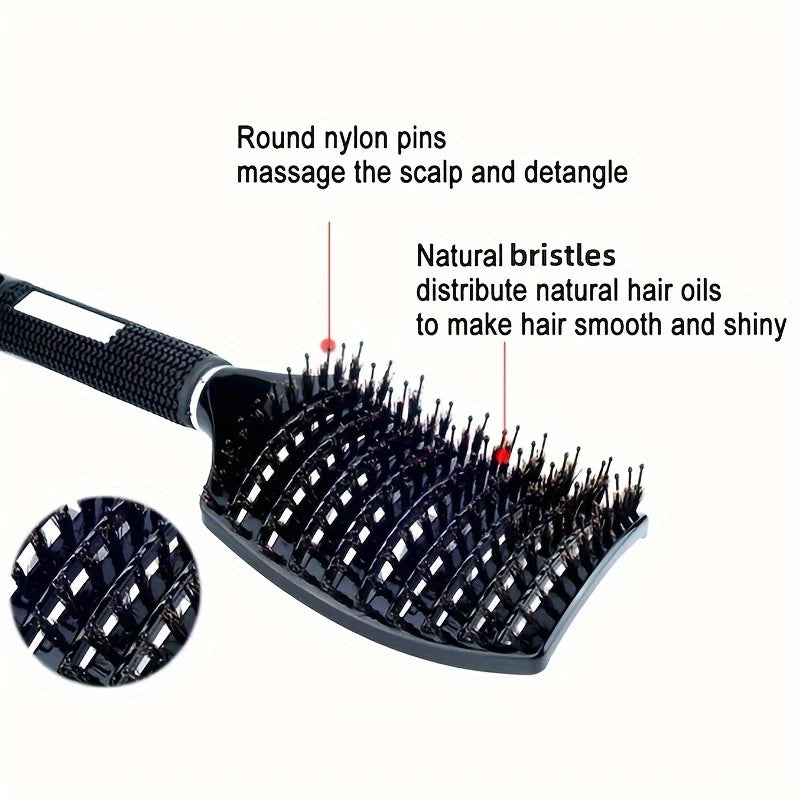 Plastic Scalp Massage Brush For Wet Curly Hair Magic Detangling Tool With Ergonomic Grip — Clear | KIMLUD