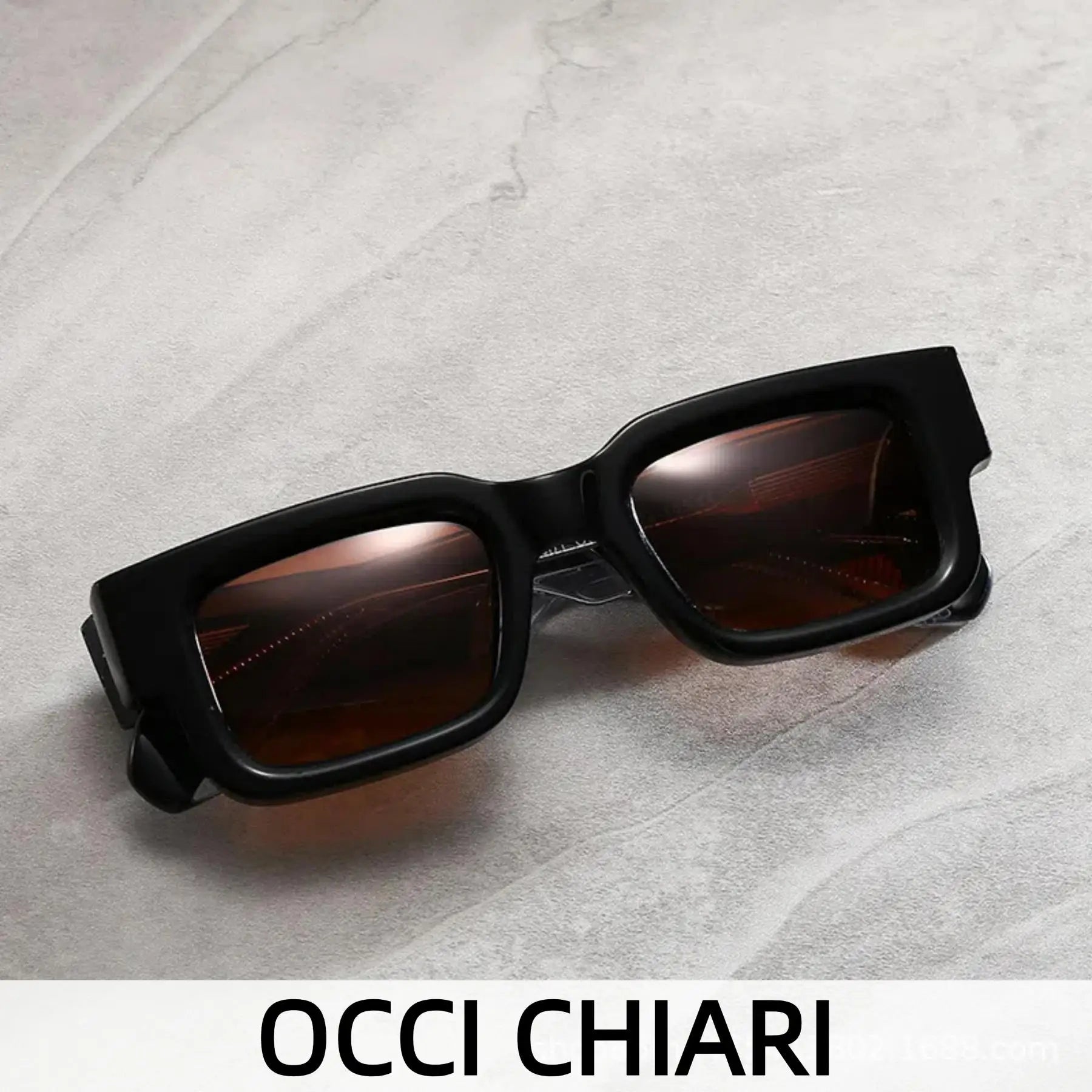 Square Polarized Sunglasses Original Acetate Frame — Black | KIMLUD