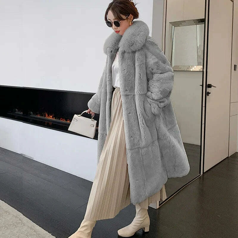 KIMLUD, 5XL Oversized Autumn Winter Faux Fur Coat Women Loose Long Plush Jackets Thick Warm OverCoat Female Large Fur Collar Parka 2023, KIMLUD Womens Clothes