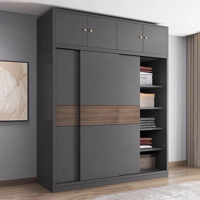 A Customized Modern Clothes Storage Organizer Double Wardrobe Cabinet Home Luxury Mdf Sliding Door Wardrobe Bedroom Furniture