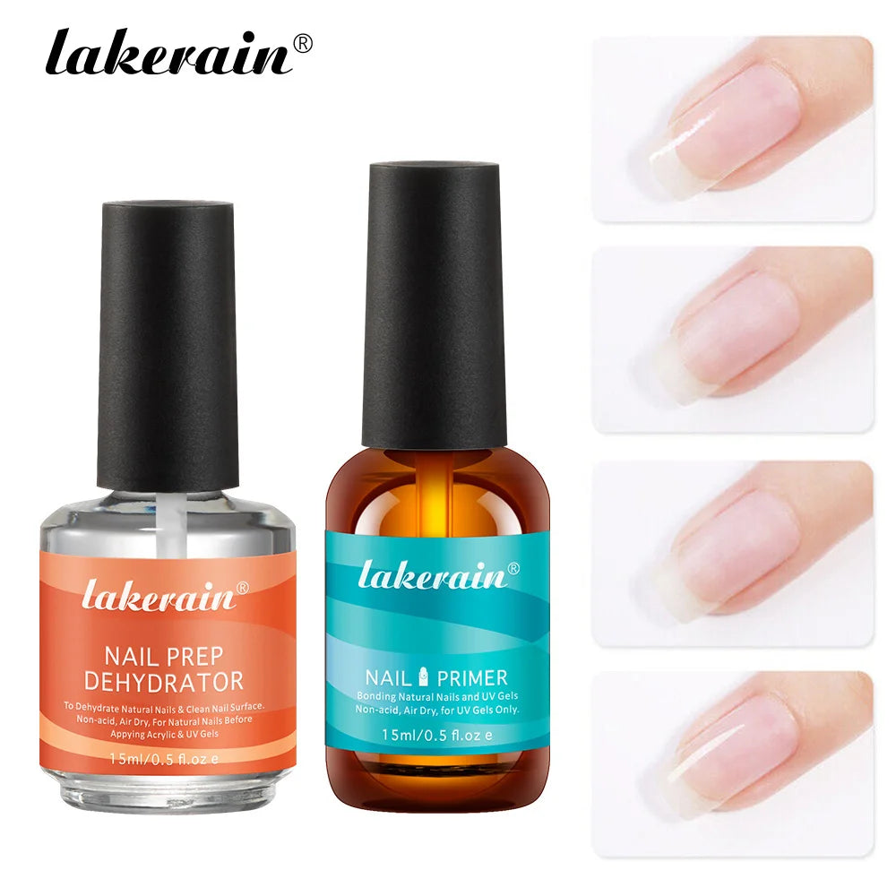 2Pcs/set Nail Primer Fast Air Dry Prep Dehydrator For Nail Soak Off Base Primer Gel First Nails Gel For Professional Manicure