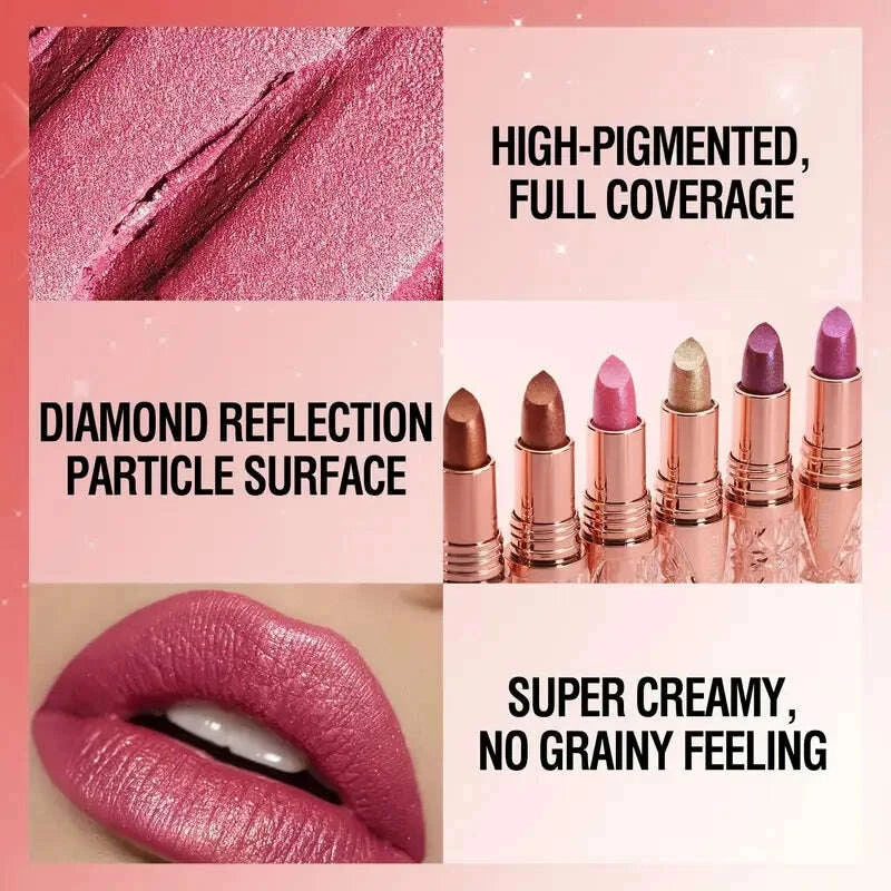 KIMLUD, Fine Glitter lipstick, quicksand gold lipstick, moisturizing silky mermaid girl pink, long-lasting waterproof, grapefruit orange, KIMLUD Womens Clothes