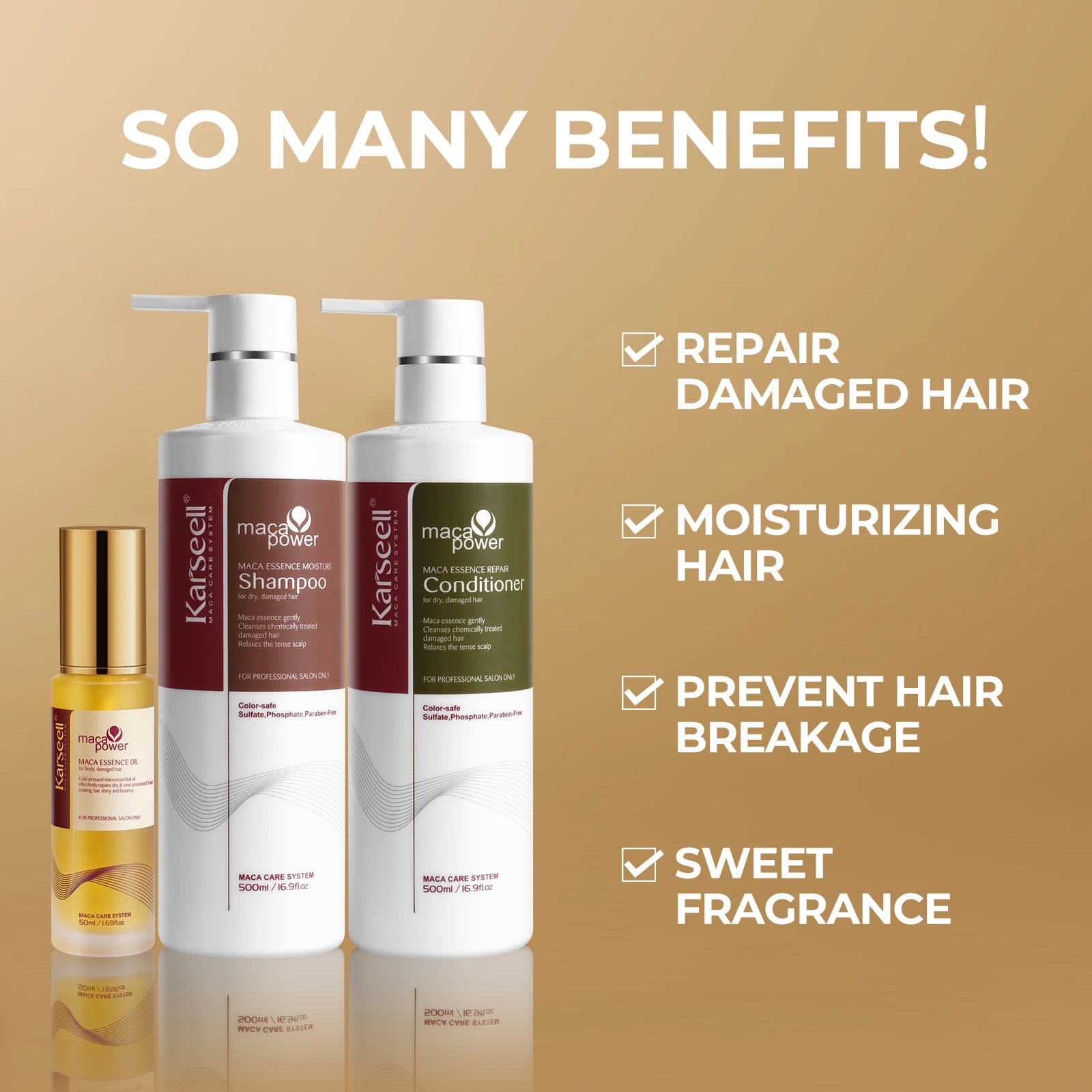 Collagen Argan Hair Care Set For Dry Damaged Hair — White | KIMLUD