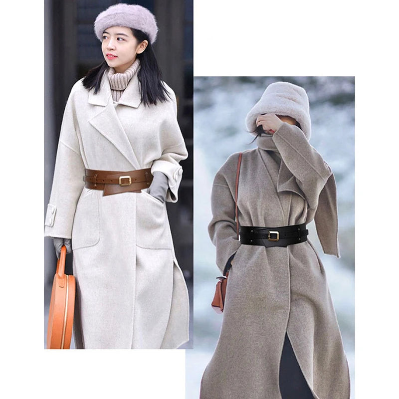 Medieval Leather Waist Belt Women Corset Wide Belts Girdle Belts Wide Cowhide Pin Buckle Waistbands For Dress Coat Decor