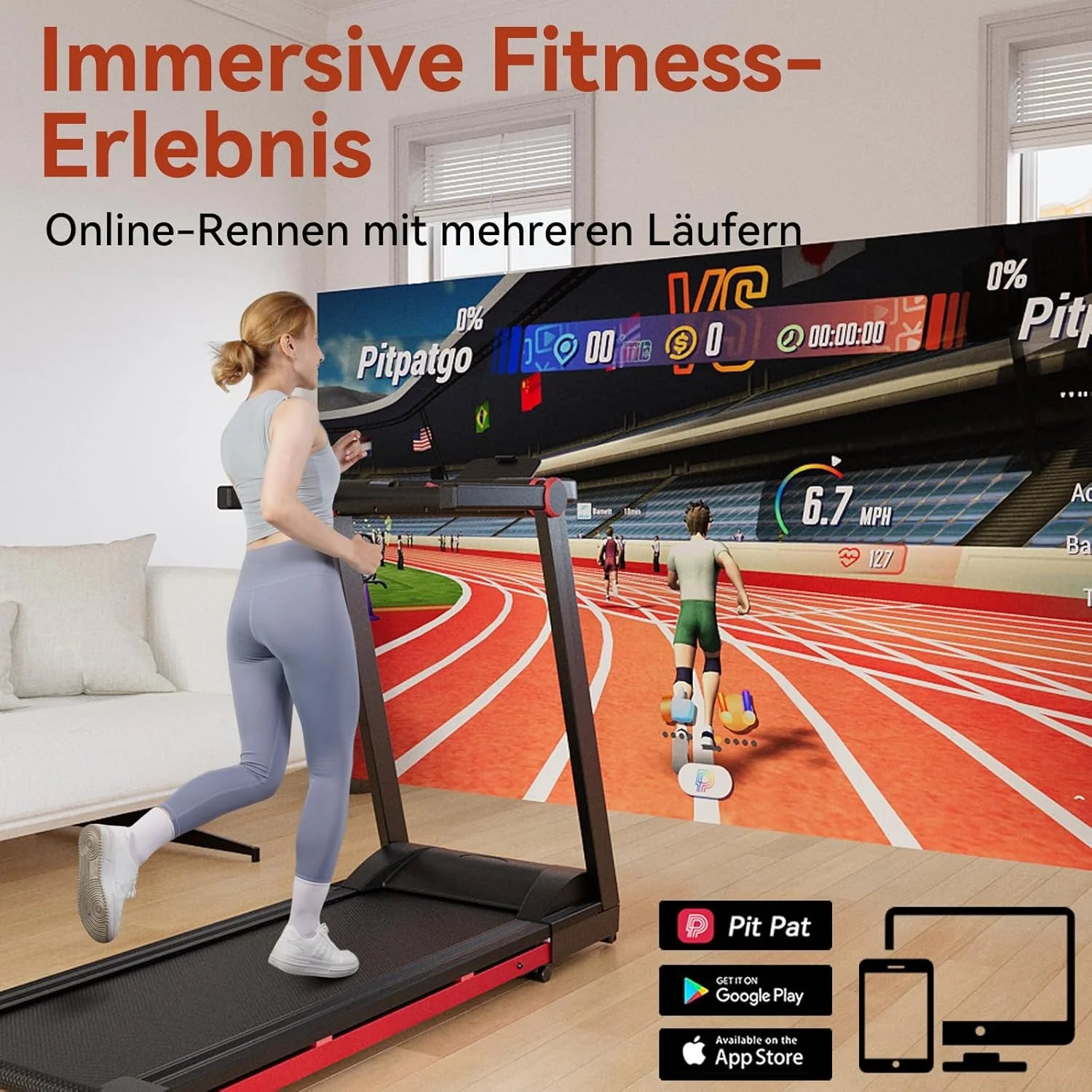 Foldable Treadmill Walk Pad With Incline 3.5HP 10MPH Quiet Motor Bluetooth App Data — Slate-Gray | KIMLUD