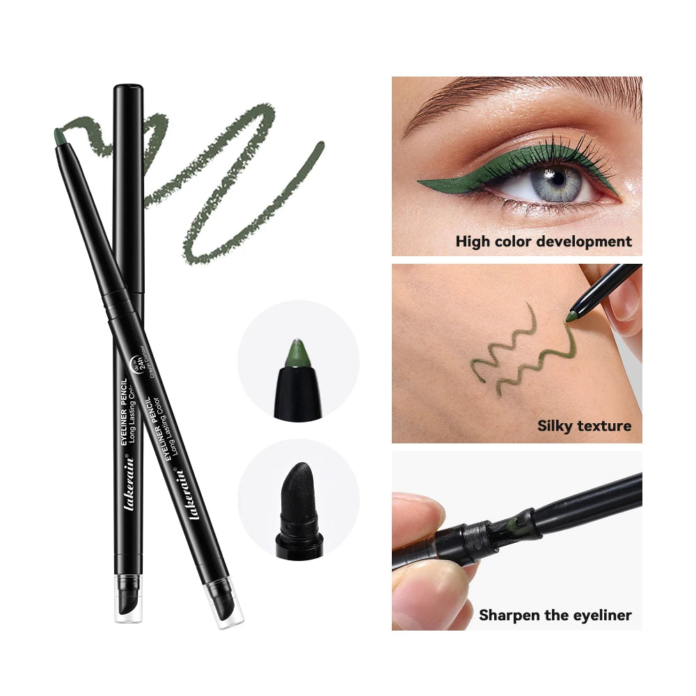 Waterproof Eyeliner Pencil Long-Lasting High color development Double-head design Built-in applicator pencil sharpener Eyeliner