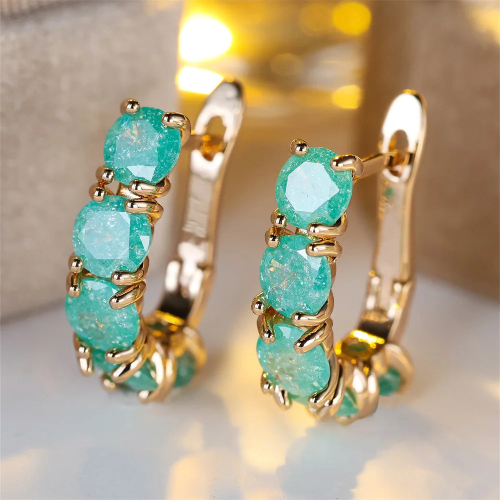 Cubic Zirconia Ice Flower Hoop Earrings — Gold | KIMLUD