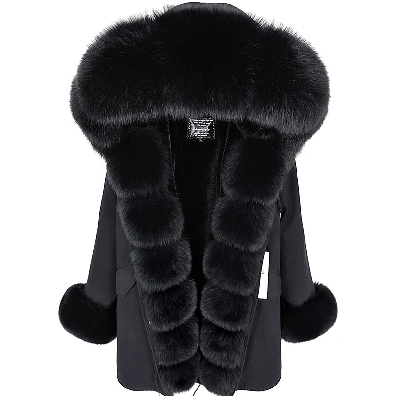 2023 Super Hot Winter Jacket Hooded Long Overcoat Parkas Female Clothes Removable Real Fox Fur Collar Coats Woman