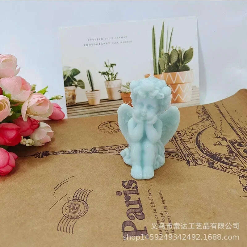 KIMLUD, Cute Candles Cupid Angel Scented Candle Ins Small Art Decorative Aromatic Candles Home Fragrant Decoration Candle Posing Props, KIMLUD Womens Clothes