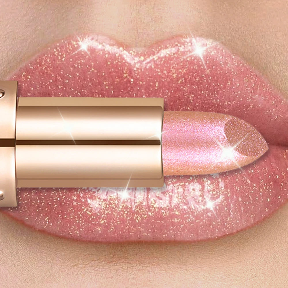 Color Changing Matte Lipstick With Glitter Diamond Finish — Metallic Violet | KIMLUD