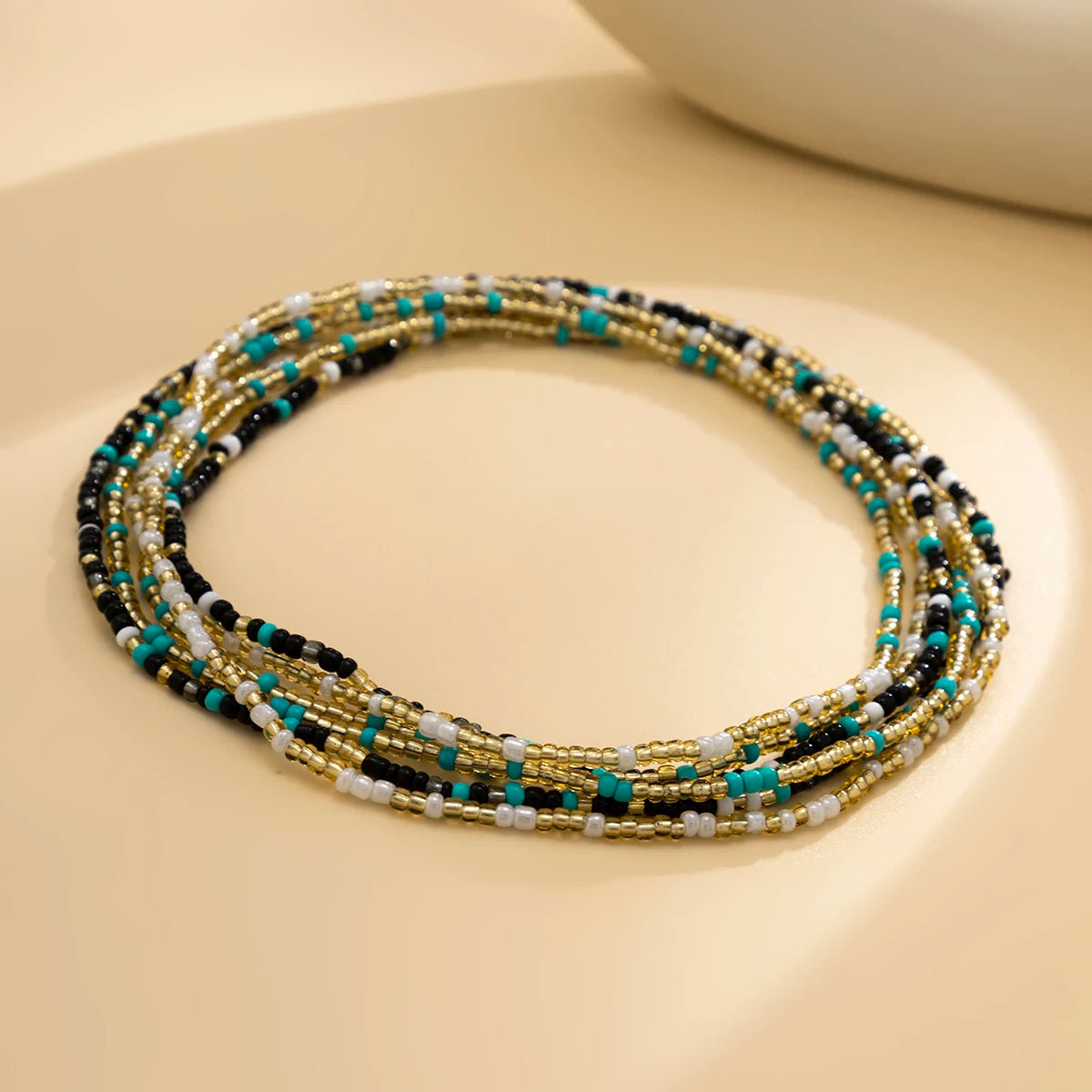 Bohemian Seed Bead Waist Chain With Colorful Small Beads — Pink | KIMLUD