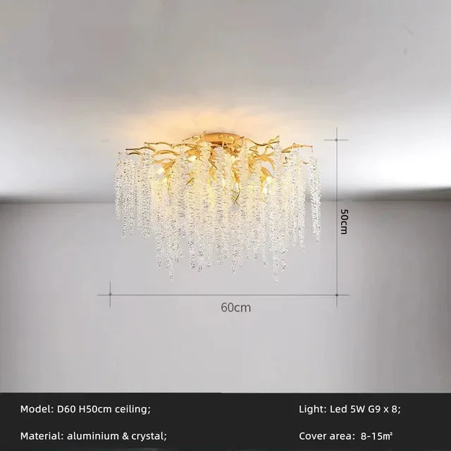 2024 Luxury Gold Glass LED Lights Ceiling Chandeliers Crystal Hanging Pendant Lamps Home Decor for Dining Room Lustres
