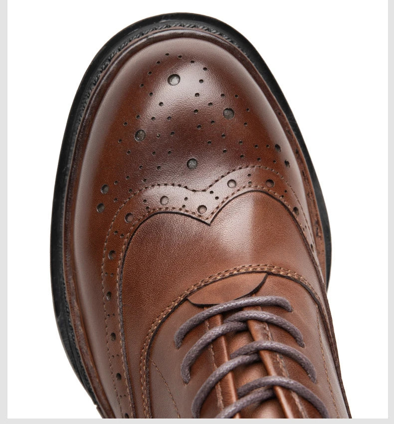 Retro Mens Casual Business Shoes Luxury Genuine Leather 2025 Spring Fashion Platform Handmade Quality Brogues Formal Shoes Male