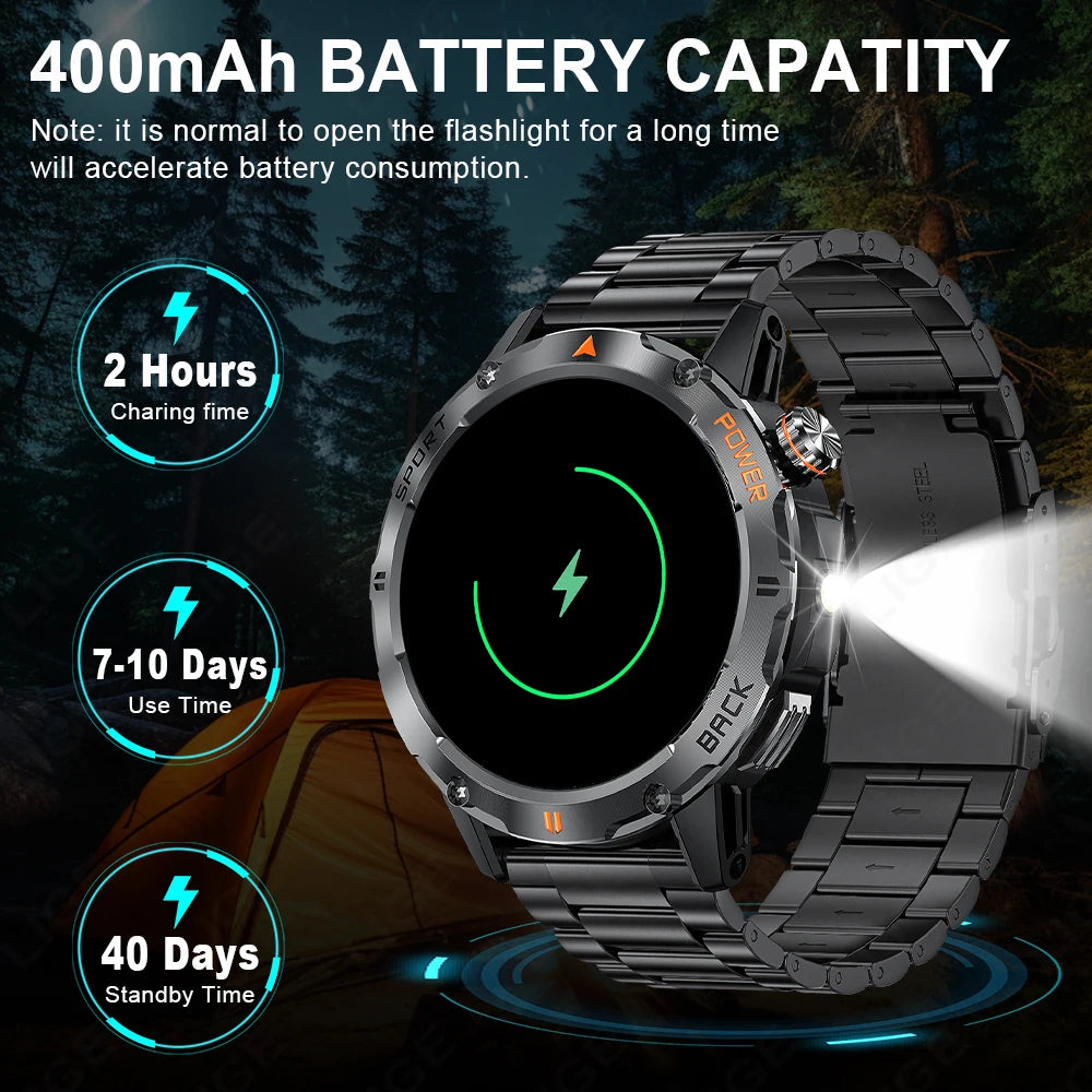 LIGE New Outdoor Compass Smart Watch 1.53'' Screen IP68 Waterproof Watches 400mAh Battery GPS Motion Trajectory For Android IOS