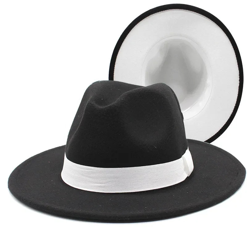 Fedora Hat – Double Sided – Polyester – Black And White | KIMLUD