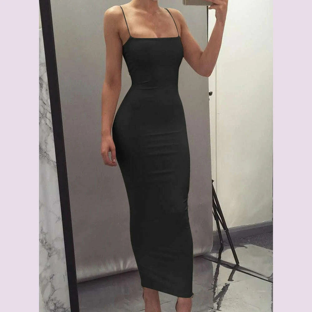 2025 New Spring Summer Women's High Elastic Sleeveless Backless Dress Long Sling Dresses Club Sexy Suspender Dress 2025 New Spring Summer Women's High Elastic Sleeveless Backless Dress Long Sling Dresses Club Sexy Suspender Dress