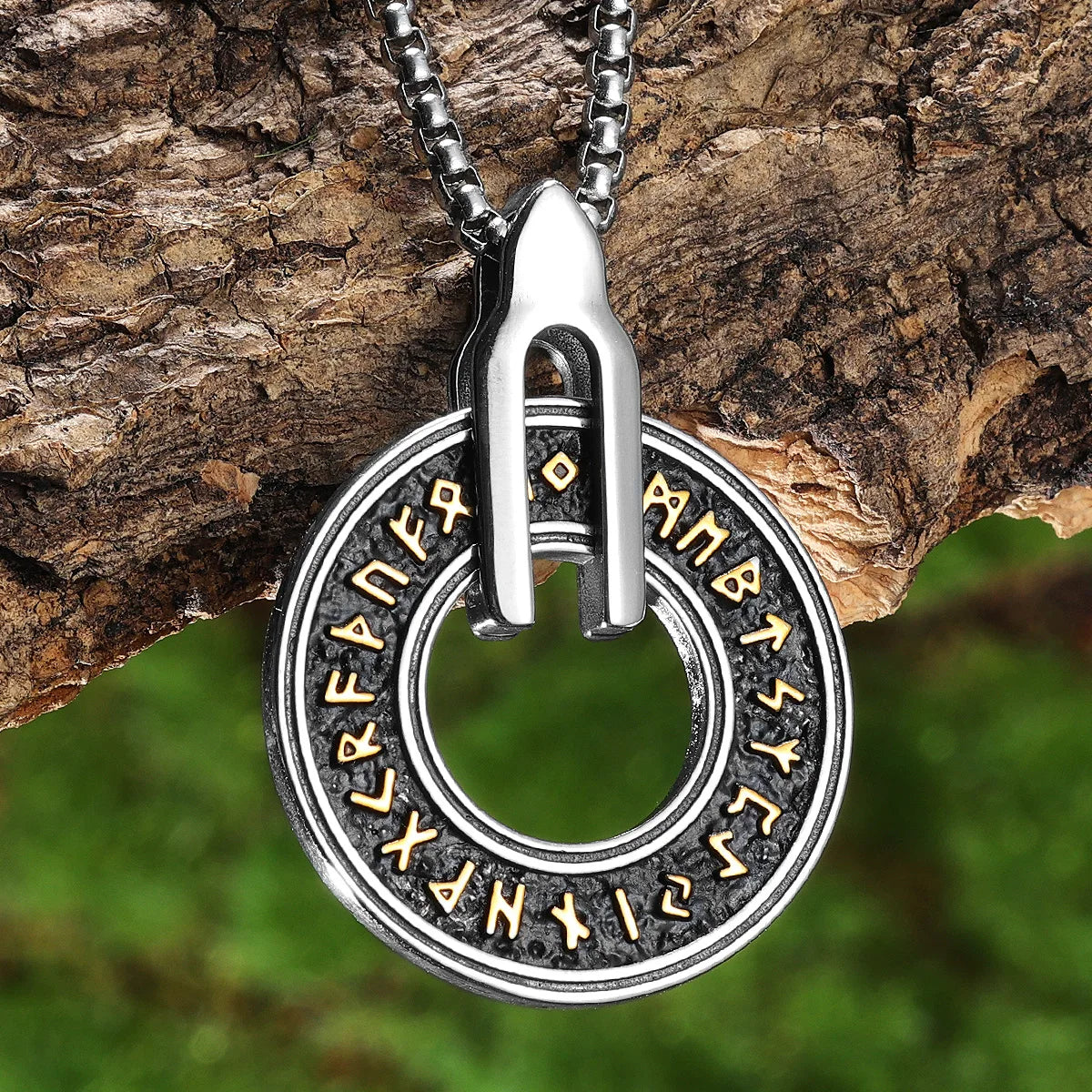 Viking Rune Carving Men Necklaces With Pendant Stainless Steel Jewelry For Male Women Punk Hip Hop Accessories Gifts Wholesale