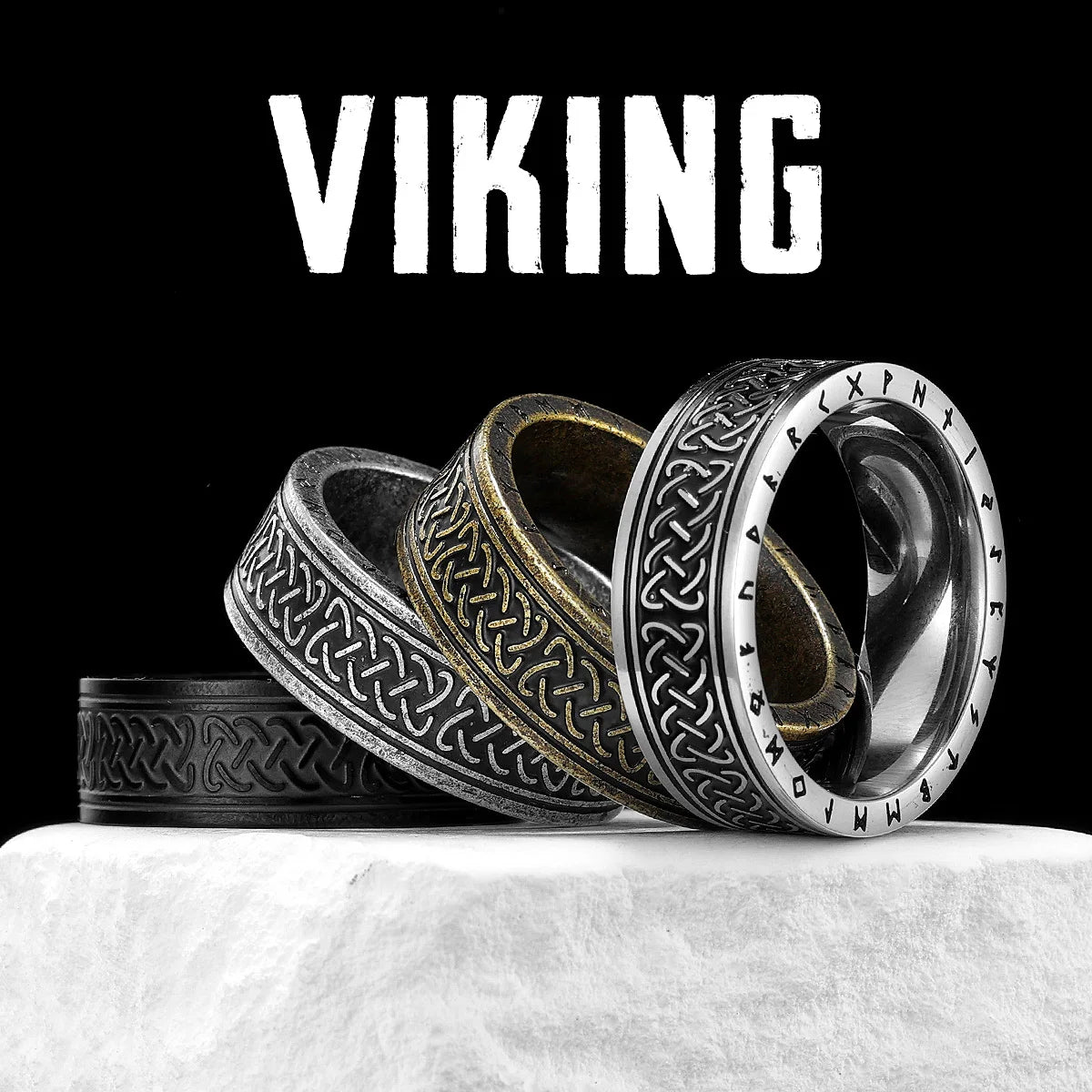 Retro Viking Celtic Knot Runes Stainless Steel Men Rings Punk New In For Male Women Fashion Jewelry Creativity Gift Wholesale