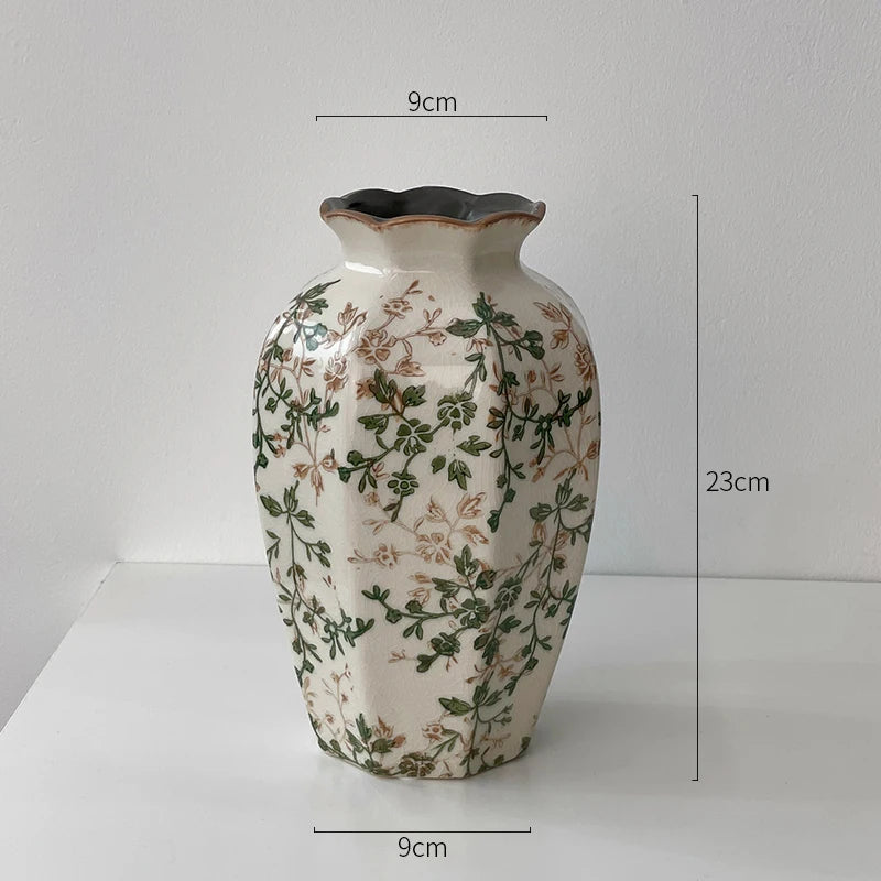 New Chinese ceramic vase dried flower water flower arrangement retro living room entrance decoration ornament small and fresh