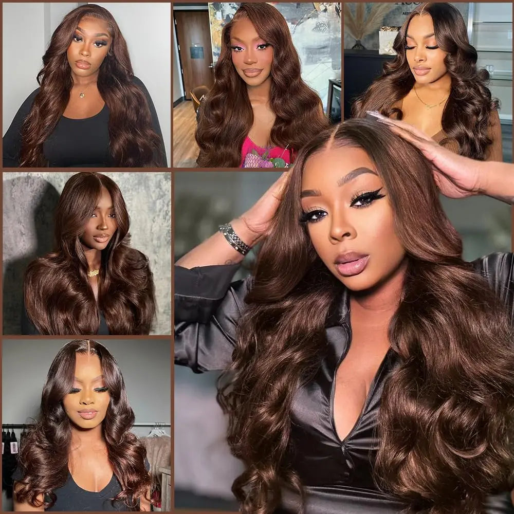 Lace Front Wig – HD Lace – Human Hair – Chocolate Brown | KIMLUD